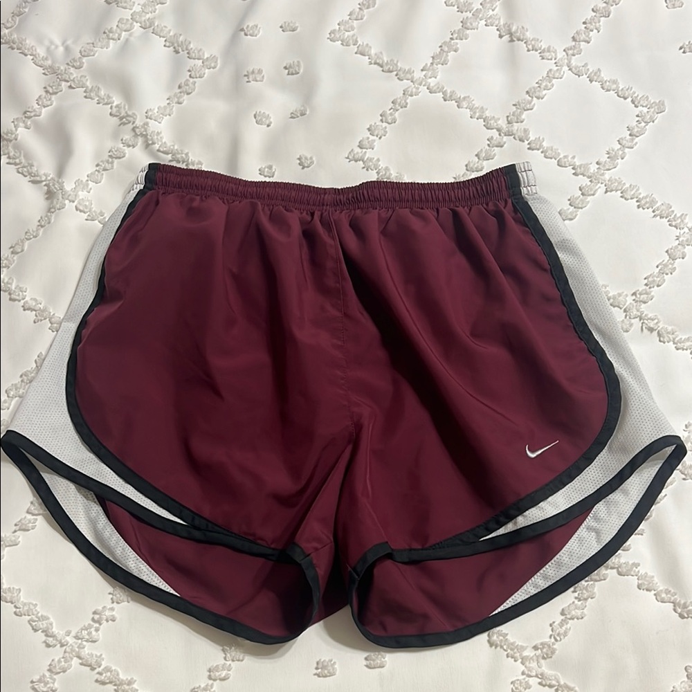 Nike Women's Maroon and White Running Shorts
